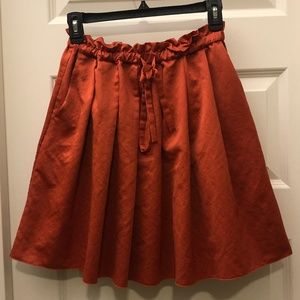 Pleated Paper Bag Burnt Orange Skirt